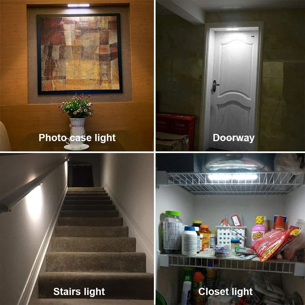 

PIR Motion Sensor Under Cabinet Light 160 120 80 30LEDs Magnetic Closet Wall lamp USB Rechargeable for Bedroom Stairway Lighting