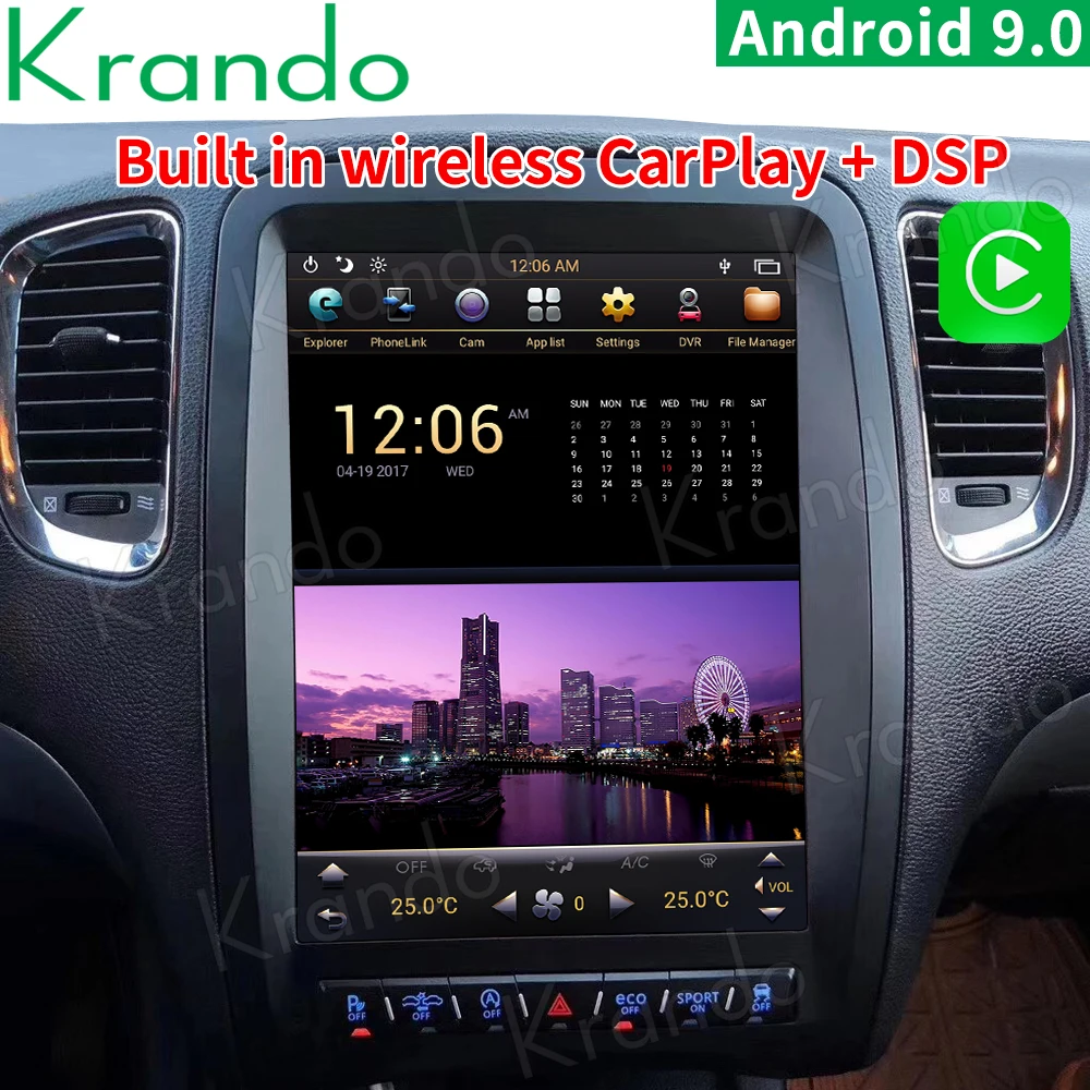 Автомобильный радиоприемник Krando 12 1 дюйма Android 9 0 4 ГБ 64 в стиле Теслы вертикальный