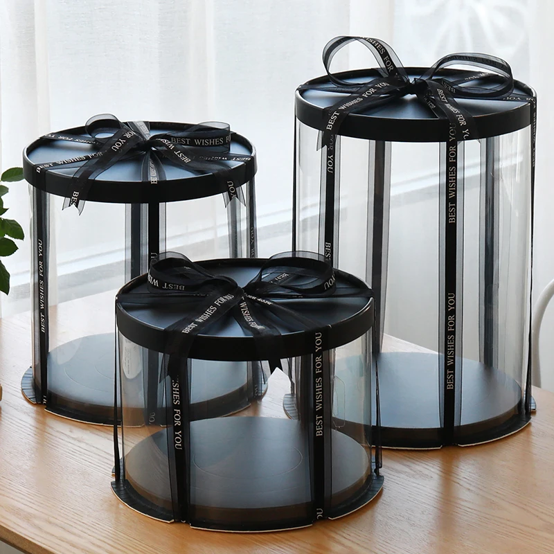 Круглая коробка для выпечки прозрачная упаковка хранения пластиковечерние тов