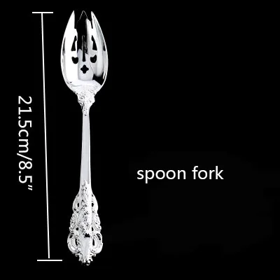 Spoon Fork Посеребренные Роскошные столовые приборы, нож для стейка, вилка, столовая ложка, ложки для супа, десерта, западные свадебные столовые приборы, столовые приборы, кухонная посуда - Цвет: Spoon Fork