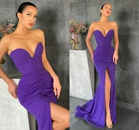 elegant purple arabic dubai long evening dresses 2021 pleats sweetheart front split prom party gowns vestidos de noiva