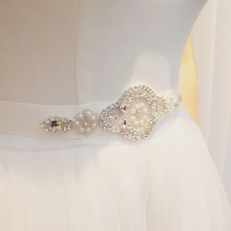Свадебные аксессуары SLBRIDAL свадебный пояс с кристаллами атласный разразы для