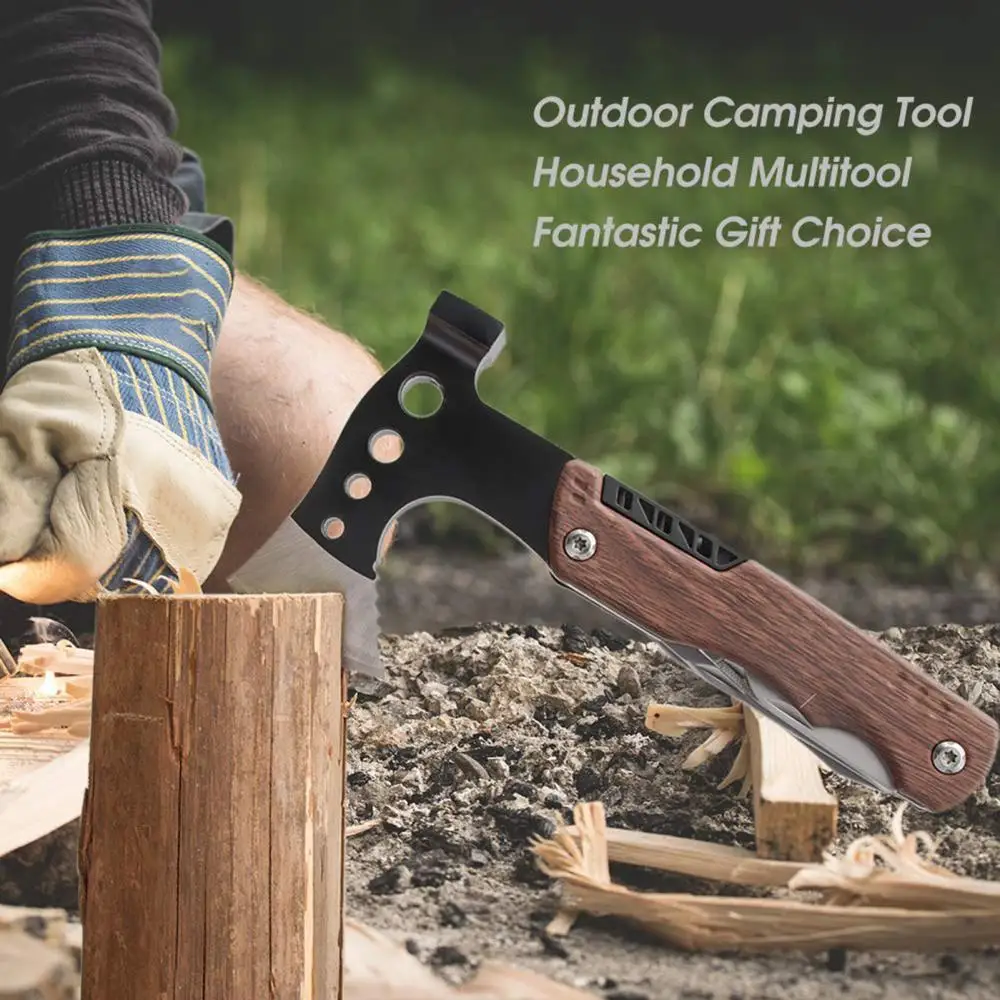 

Outdoor Camping Hatchet Tool Portable Multi-Functional Stainless Steel Hammer Knife Bottle Opener Survival Emergency Tool