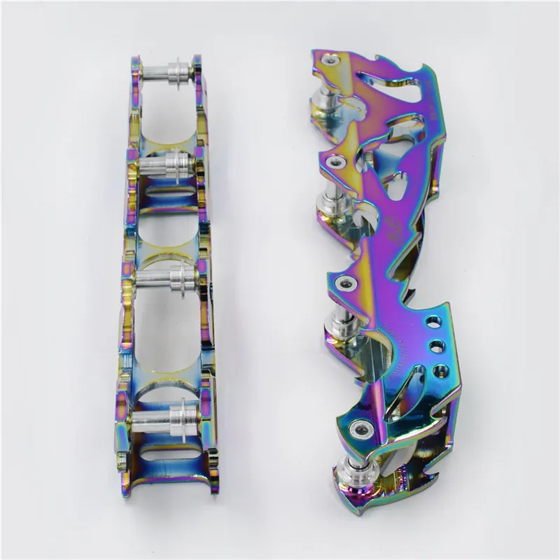 Rocked type 219mm 231mm 243mm roller skates frame 4X72mm 76mm 80mm inline slalom base FSK rockered banana rainbow silver