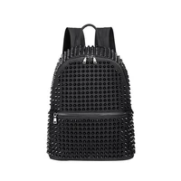 fashion female women backpacks rivet black soft washed leather bag schoolbags for girls punk school bag teenager