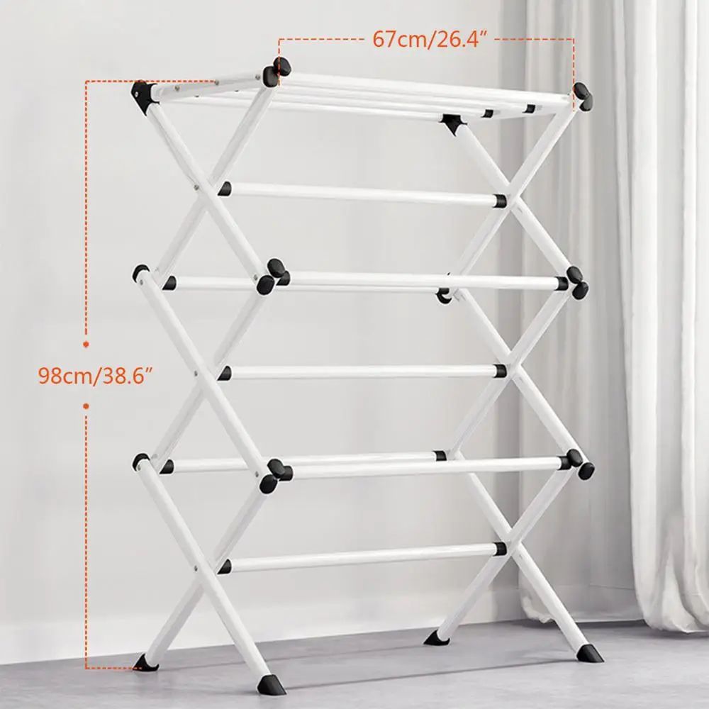 

3 Tier Folding Clothes Horse Airer Drying Rack Laundry Dryer Concertina indoor Outdoor