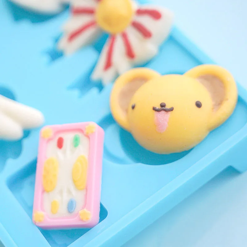Сейлор Мун cardcaptor sakura прозрачные карты большой силиконовый антипригарный лоток для льда Отличная форма для шоколадных конфет желе и мыла