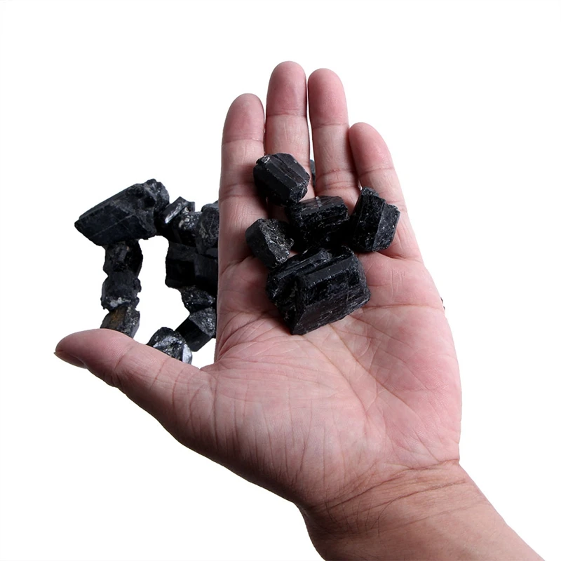 Natural Black Tourmaline Crystal Rough Stone Rock Mineral Specimennatural Stones and Minerals-200G | Освещение