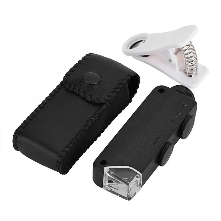 Линза микроскопа для телефона 60X-100X оптический зум светодиодный микроскоп линза