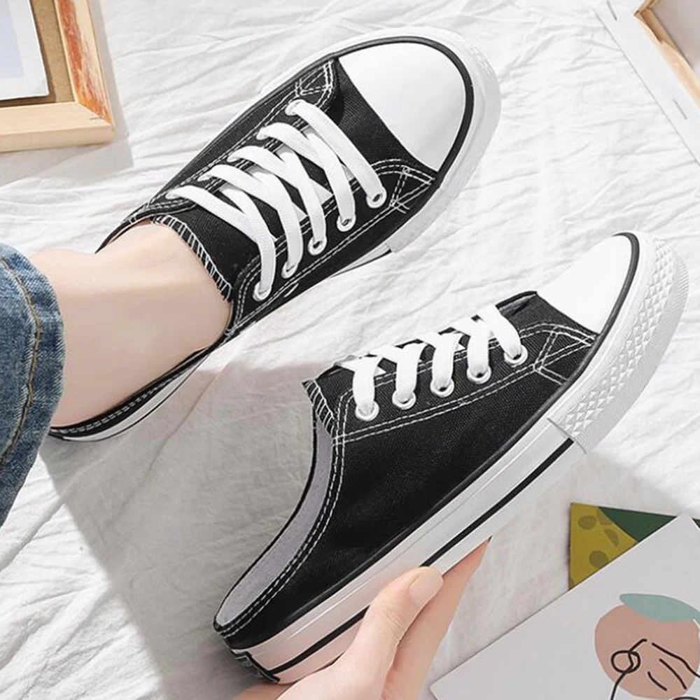 Однотонные классические женские парусиновые туфли лоферы слипоны кроссовки