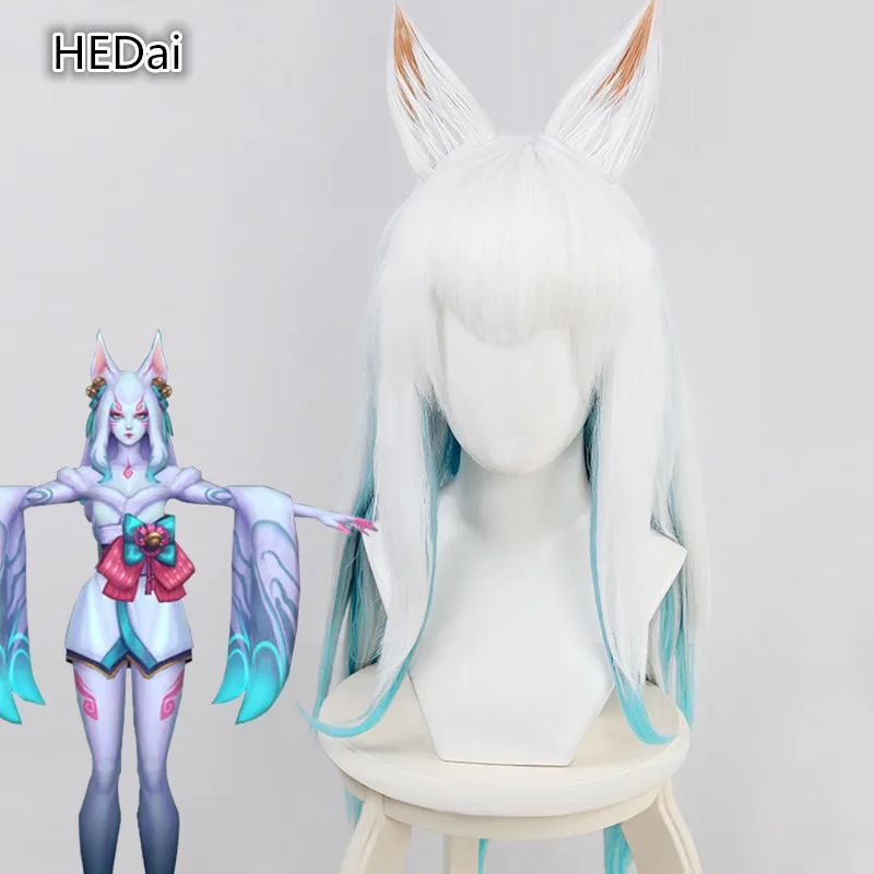 

Аксессуары для косплея игры LOL, парик Ahri, парики для маскарада из белых духовых цветов