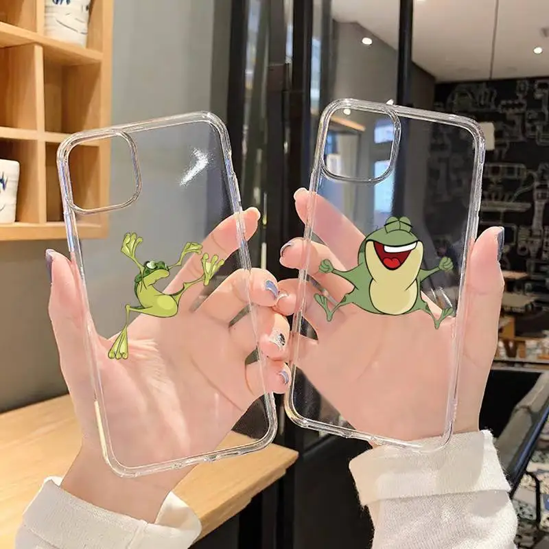 

Funny Animal Frog Phone Case Transparent soft For iphone 12 11 13 7 8 6 s plus x xs xr pro max mini