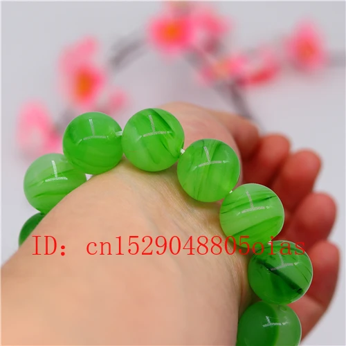 Натуральный зеленый агат Нефритовый Браслет 18 мм с бусинами очаровательные