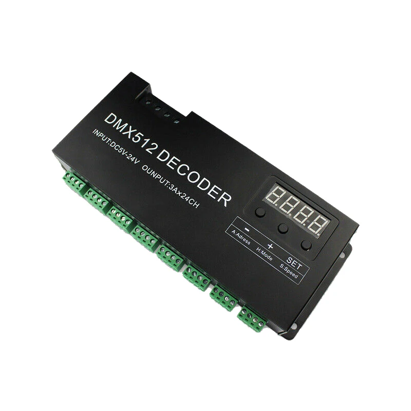 DC 5V 12V 24V 24 Channel 3A/CH светодиодный DMX 512 декодер контроллер сигнальный