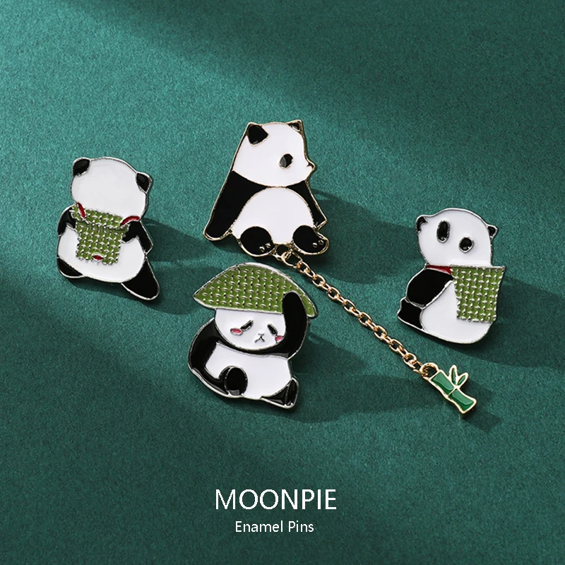Модный дешевый набор животных с булавками мультяшная панда Бамбуковая женская