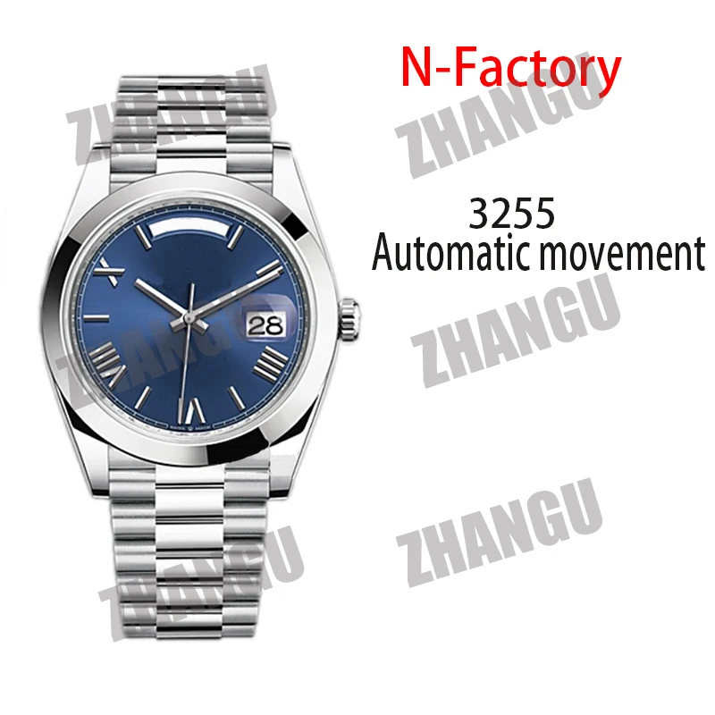 

men's fashion AAA casual mechanical watch NOOB 1:1 copy 904L SS blue dial 3255 automatic movement Sunday