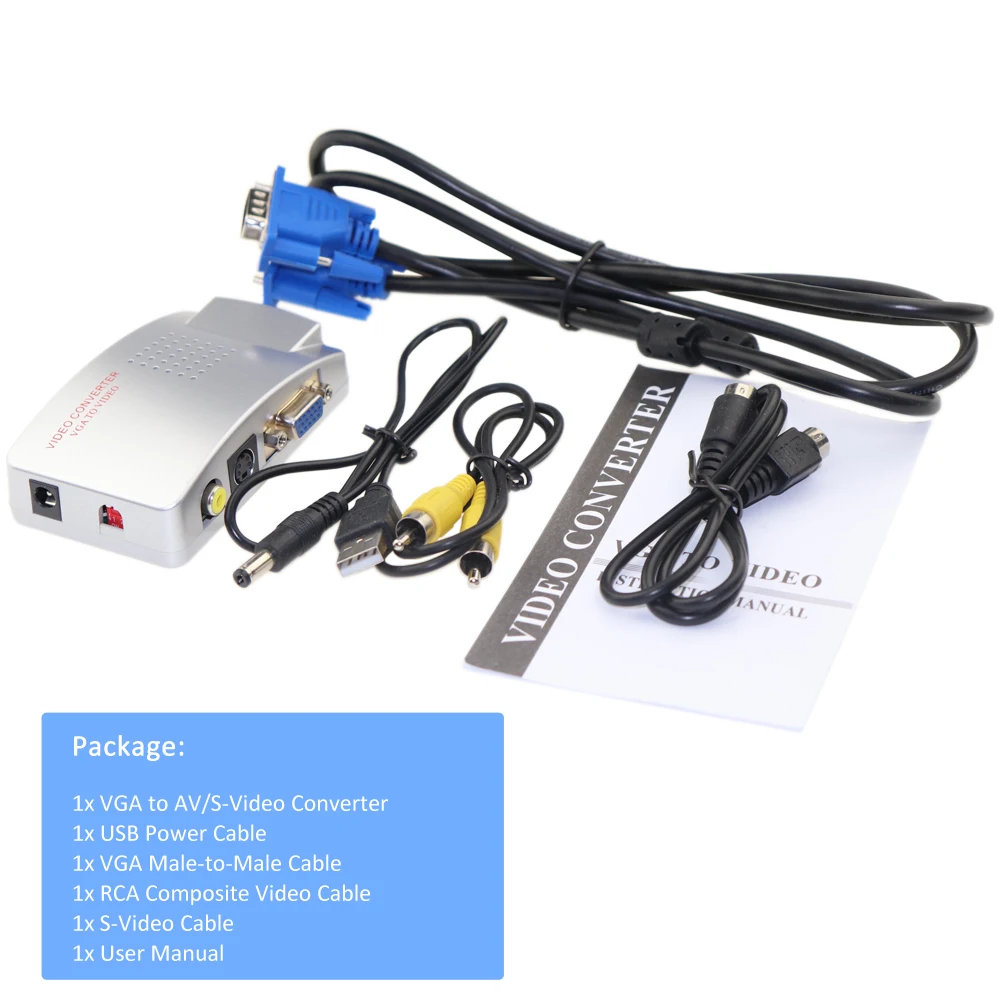 Композитный конвертер VGA в RCA AV S Video приставка переключатель CC TV DVR ПК ноутбук ТВ