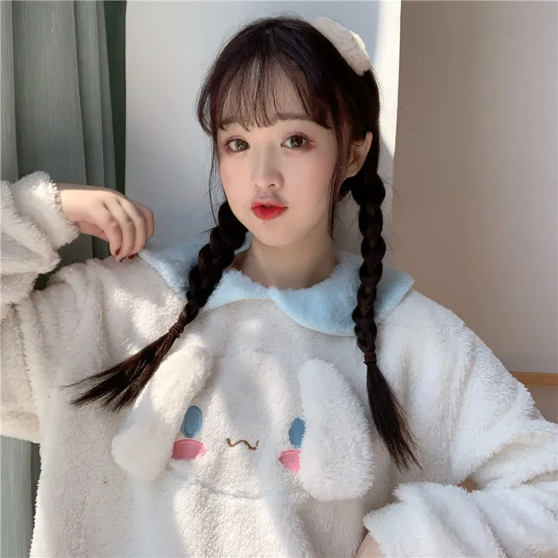 Японская Милая свободная ночная рубашка Женская милая Пижама на осень и зиму