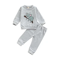 lioraitiin 0 4years toddler baby boy girl 2pcs autumn clothing set long sleeve animal printed top solid pants
