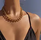 Женская цепочка-чокер в стиле панк, цепь из металла в Кубинском стиле, эффектное ожерелье для вечеринок, Ювелирное Украшение в стиле хип-хоп