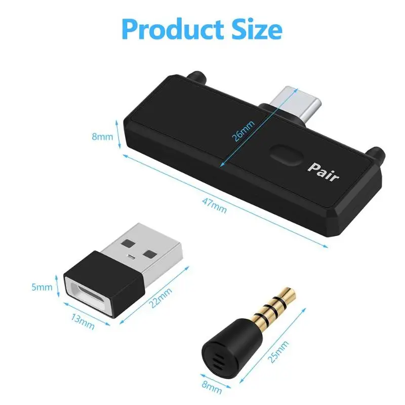 As picture ALLOYSEED Bluetooth 5,0 usb type-C аудио передатчик адаптер USB приемник w/Mic аксессуары для игр для kingd переключатель PS4 tv PC - Цвет: As picture