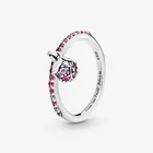 Аутентичное женское серебряное кольцо с розовым цветком персика, Ювелирное Украшение на годовщину помолвки