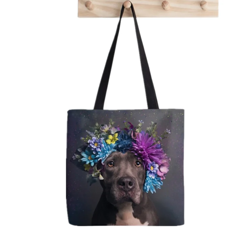 

Женская тканевая сумка-шоппер с цветочным принтом, в стиле Харадзюку