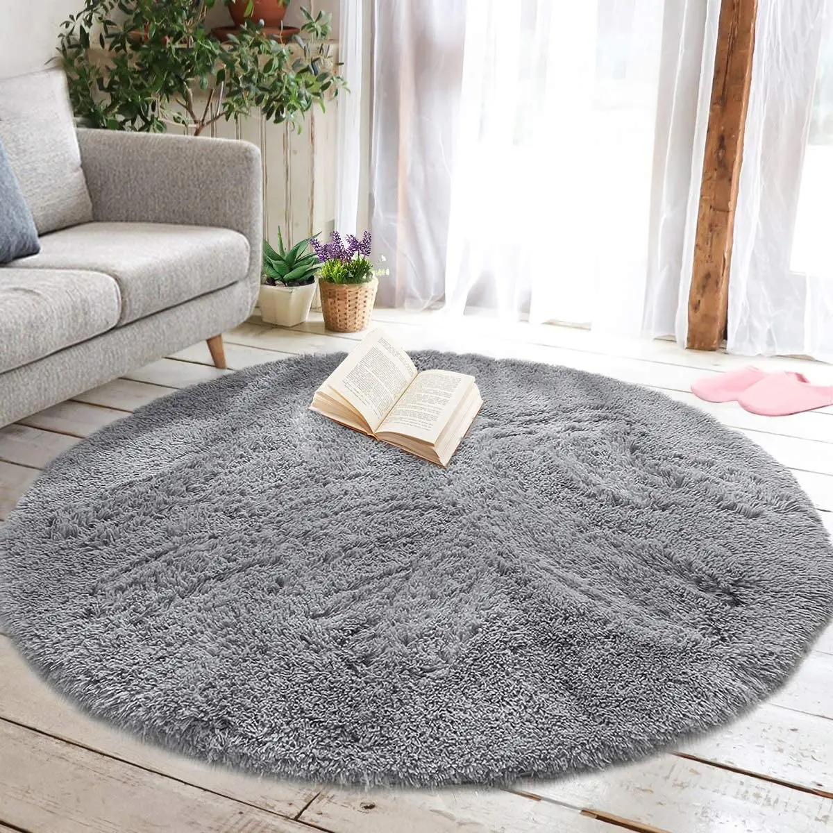 Thick Soft Round Fluffy Rugs Carpets For Living Room Plush Rug Bedroom Fur Long Pile Carpet Floor Mat Soft Shaggy Rugs Home Mat