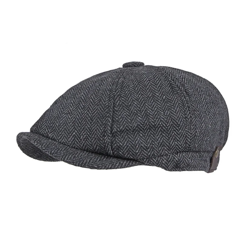 

Retro Tweed Beret Hats Men Flat Peaked Herringbone Caps Women Outdoor Painter Octagon Cap Vintage Newsboy Hat With Elastic Band