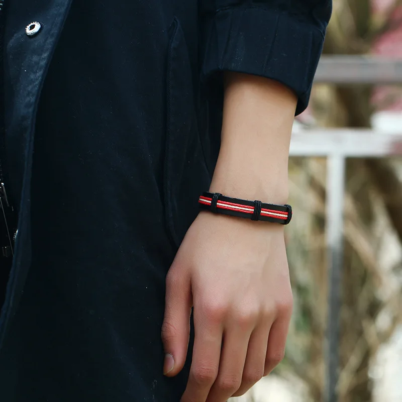 2019 новый цветной пеньковый браслет с переплетенными веревками из кожи для мужчин