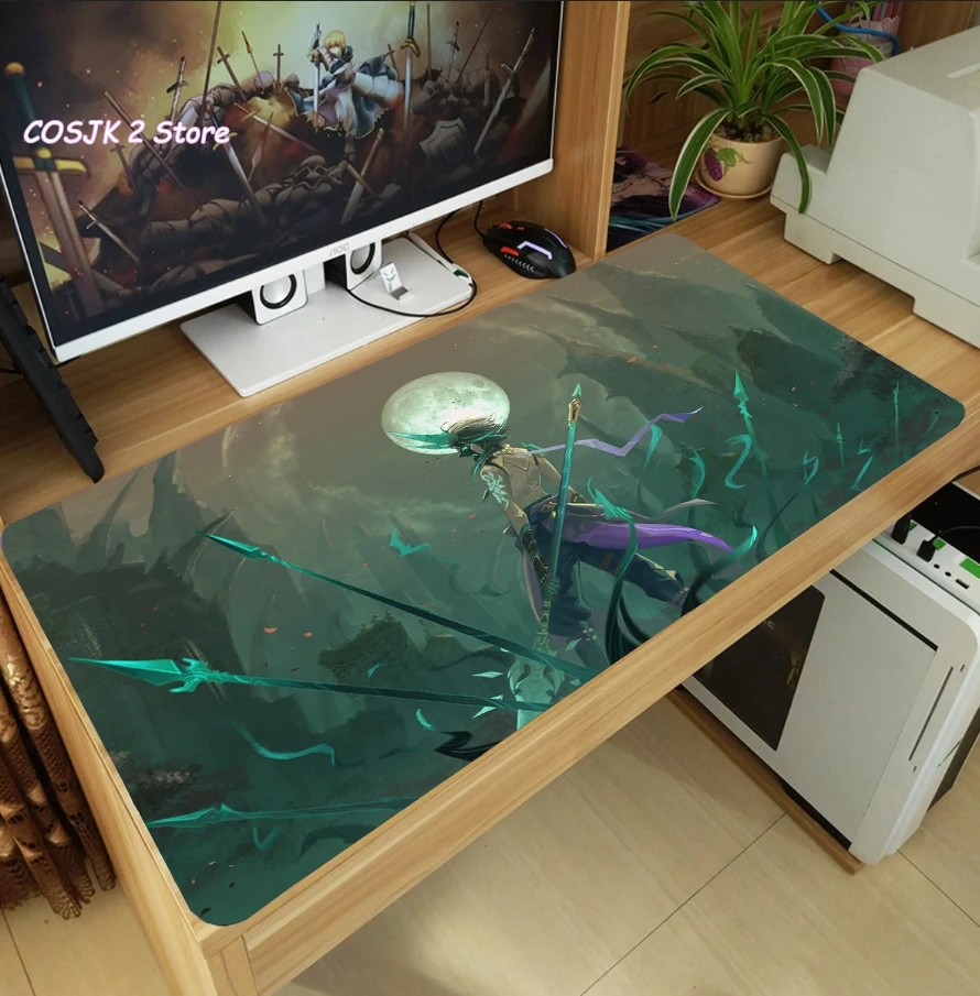 

Большой коврик для мыши из аниме игры Genshin Impact Xiao, утолщенный игровой коврик для мыши для ноутбука, Настольный коврик для клавиатуры, несколь...