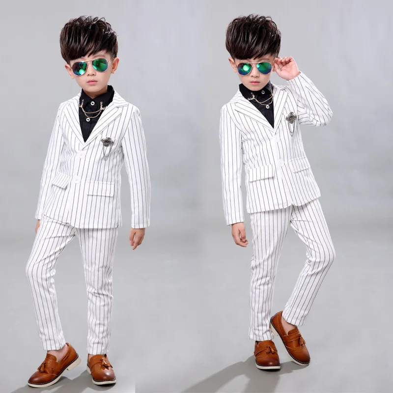 

2020 Kid's Wedding Jacket + Pants 2 Piece Set Flower Girl Formal Dress School Boy Stage performance host dance clothes costume S
