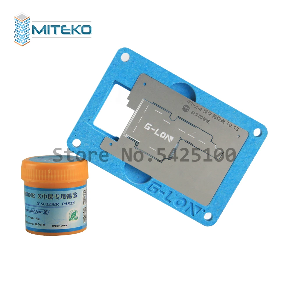 G-Lon Reballing Stencil and Solder Paste for X/XS/XSMAX Tinning Set with Welding Fluxes Mainboard Repair | Мобильные телефоны и