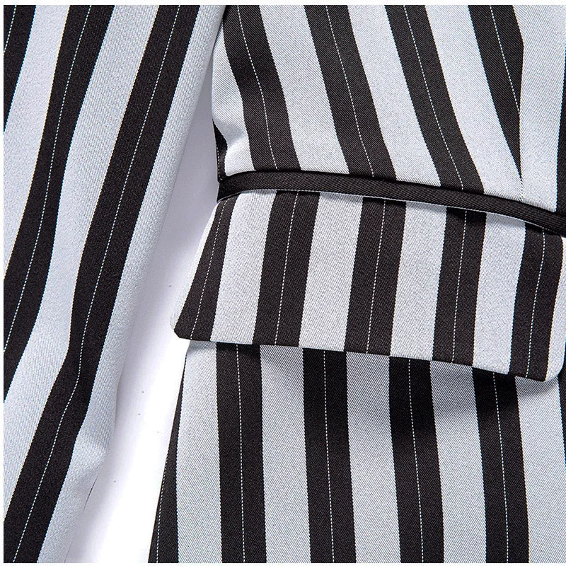 Женский шикарный Блейзер размера плюс в полоску двубортный с длинным рукавом