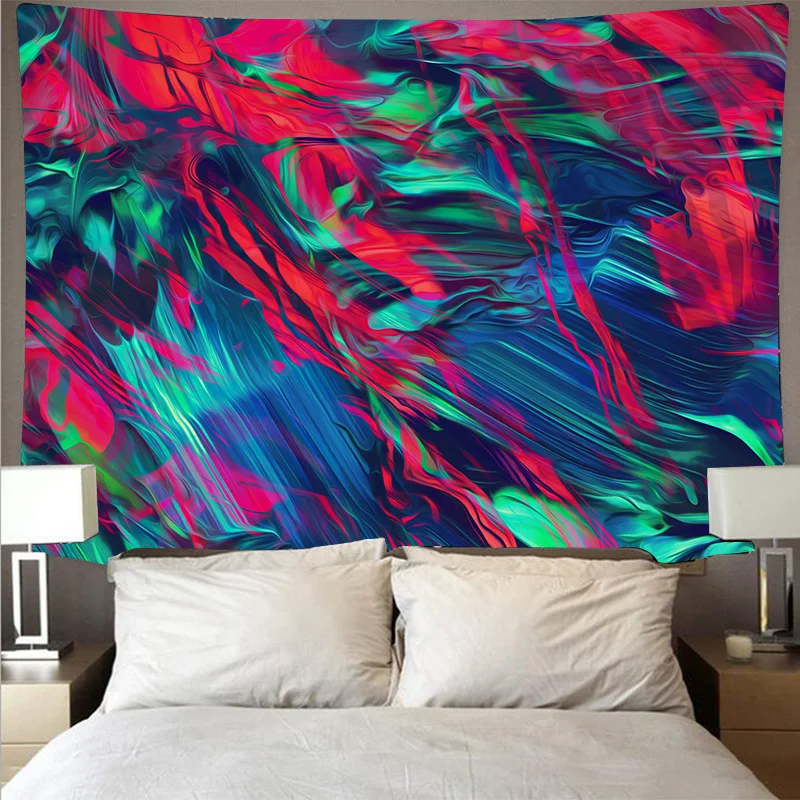 

Mysterious bunte gemalt wand tuch große kunst tapisserie psychedelic wand hängen strand handtuch polyester faser dünne decke yo