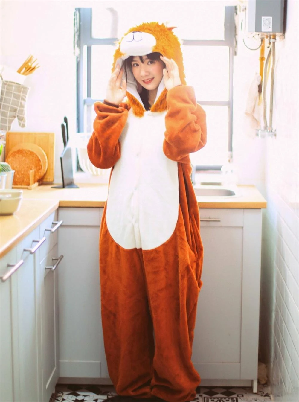 Взрослая Пижама Kigurumi зимний комбинезон-Лев пижамы комплекты Для женщин мужчин