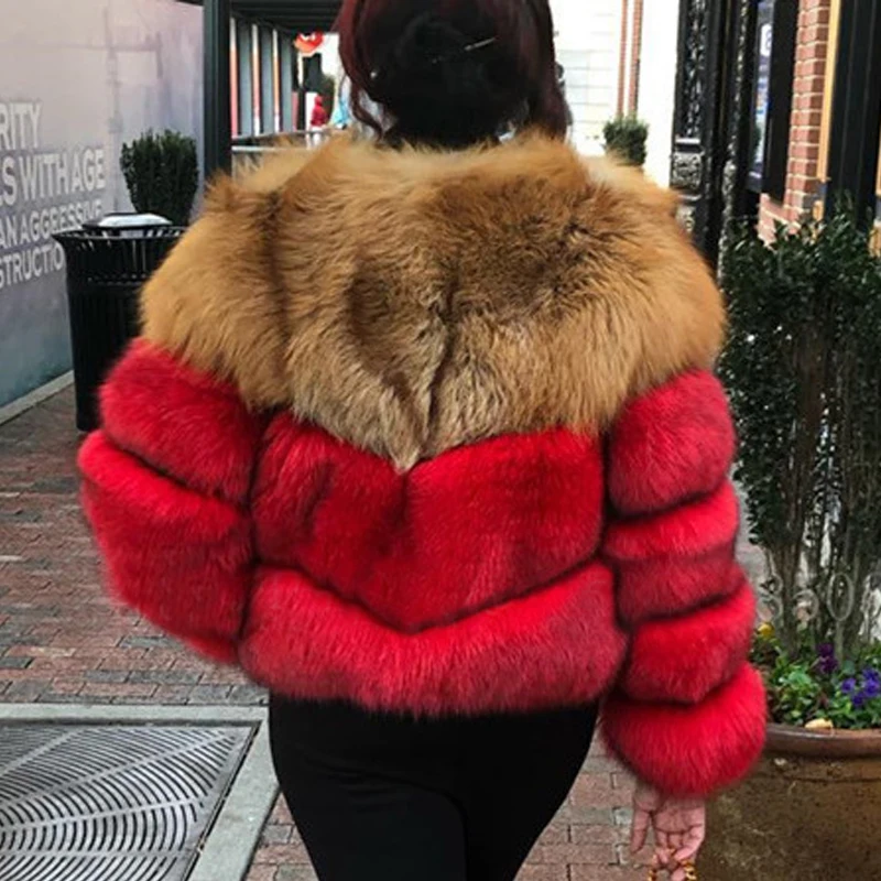 Natural Red Fox Fur Jacket Short Fashion Women Real Fox Fur Coats Winter Outwear Luxury Genuine Leather Fur Coat Woman Outwear enlarge