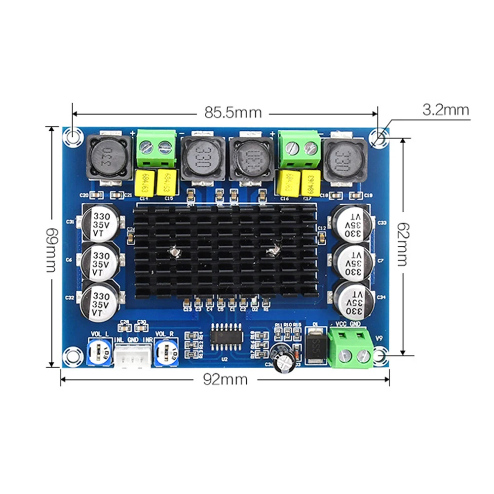 

TPA3116D2 XH-M543 Dual-channel Stereo High Power Digital Audio Power Amplifier Board 2*120W Amplificador DIY Module