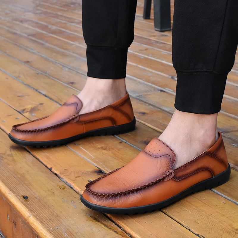 

Туфли мужские из натуральной кожи, модные повседневные лоферы, британская Роскошная универсальная дышащая износостойкая обувь для вождени...