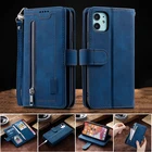 Роскошный кожаный чехол-книжка с держателем для карт для iPhone 11 Pro 12 Mini XS Max XR X SE 2020 8 7 6S 6 Plus, кошелек на молнии, чехол для телефона