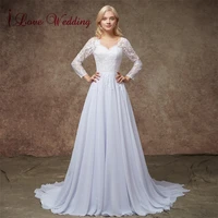 new fashion 2020 sexy v neck bridal dress custom made long sleeves boho wedding gown beach chiffon wedding dresses