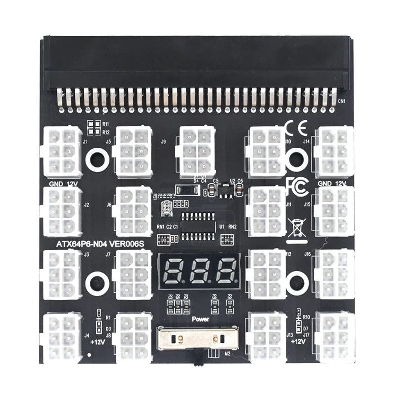 

Коммутационная плата, 17 портов, 6-контактный светодиодный дисплей, модуль питания, адаптер серверной карты для HP 1200 Вт 750 Вт PSU GPU Miner Mining BTC ETH