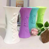 ceramic plastic embossment flower potted bottle container flower desktop ornement vases home decor bar restaurant decoration