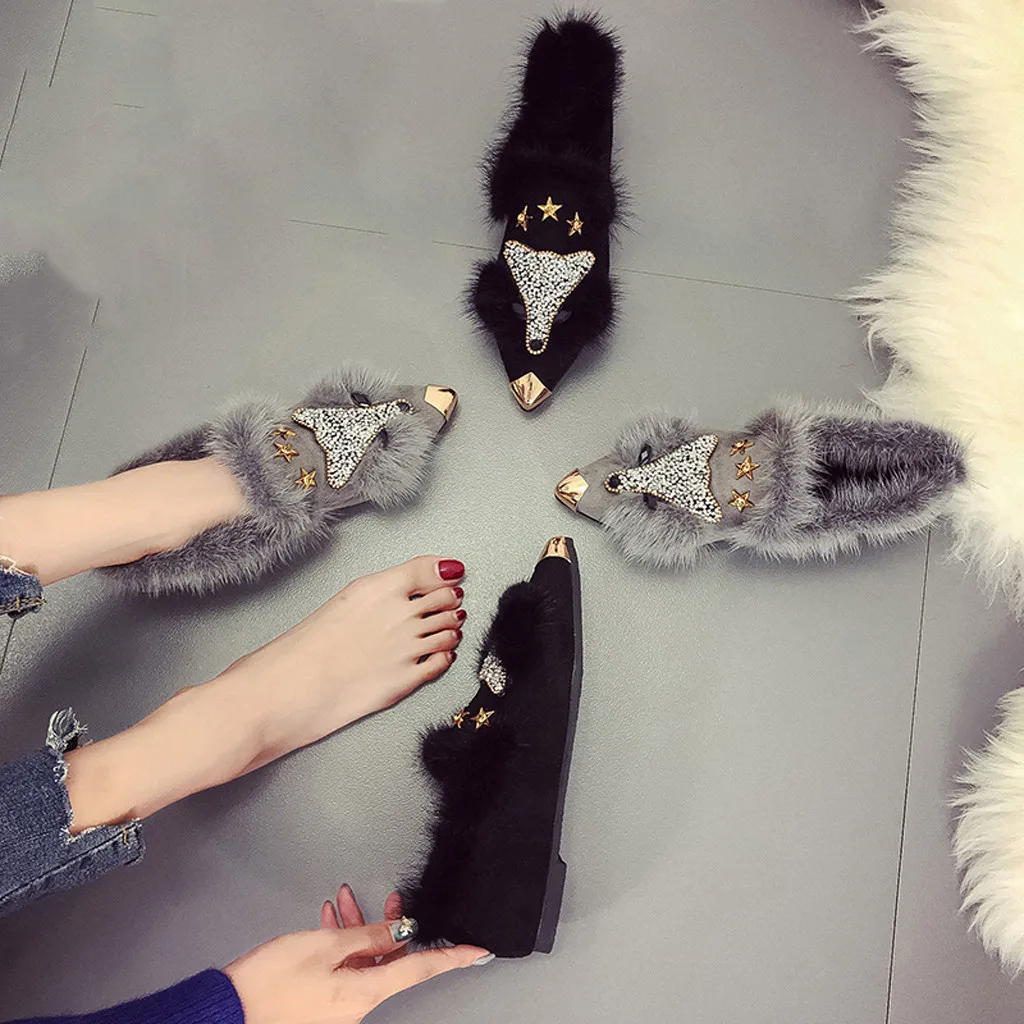 

Sagace 2020 New Women's Women's Ladies Fashion Wild Casual Shoes Crystal Pointed Toe Casual Single Shoes Cotton Shoes