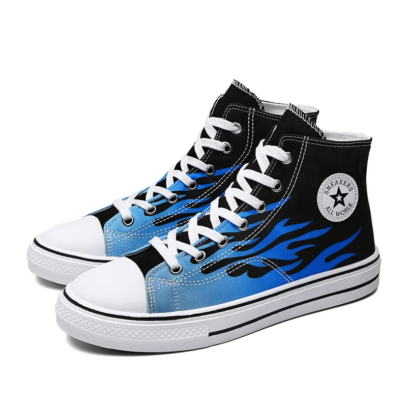

2021 New High Top Men Canvas Shoes Walking Sneakers Young Men Cool Sneakers Casual Men Vulcanize Shoes Male Footwear