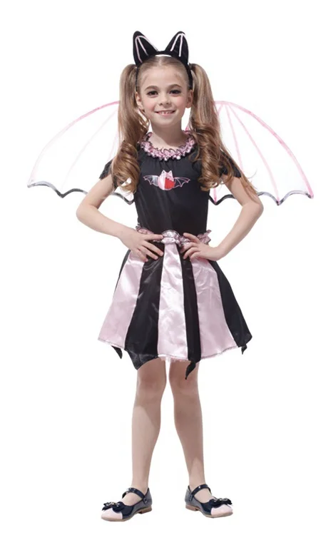 Очаровательные милые платья для девочек с летучей мышью фиолетовыми бабочками