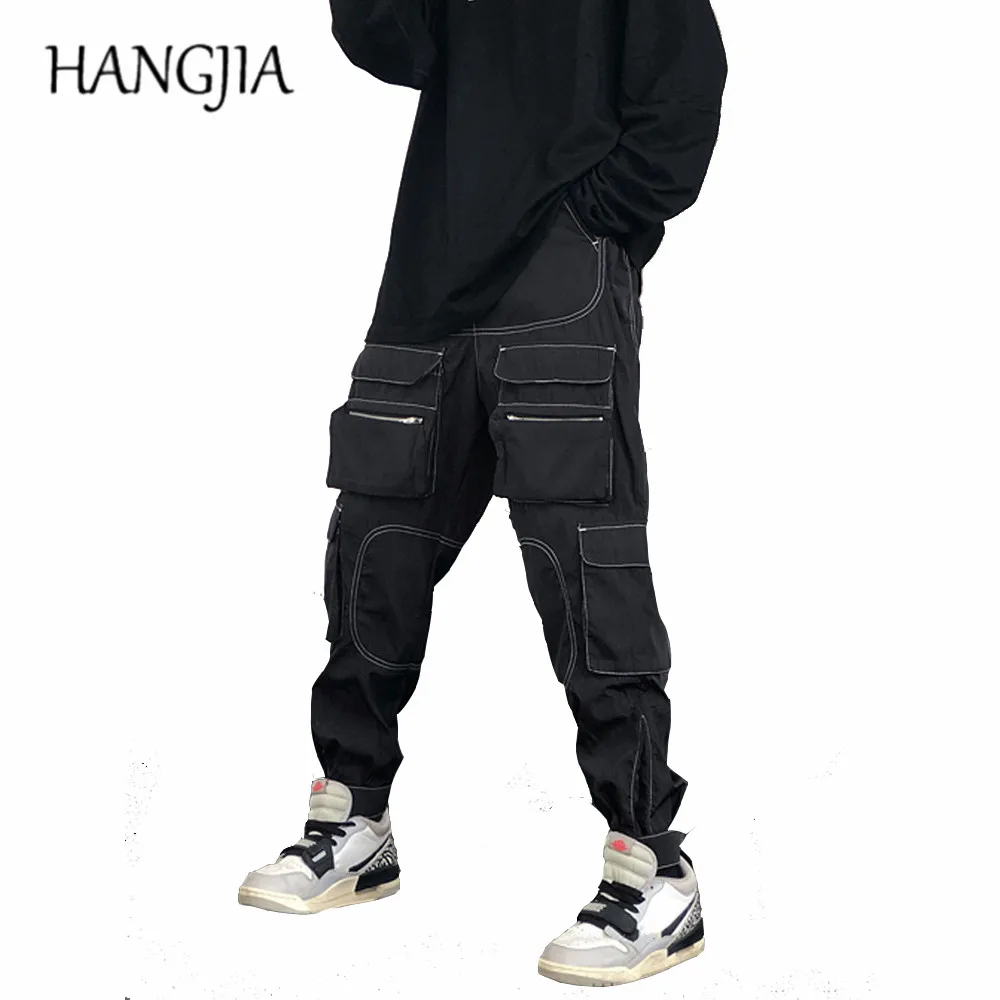 

Multiple Pockets Hip Hop Biker Cargo Pants Men Handsome Streetwear Function Joggers Pants Velcro Strap Closure Trousers for Men