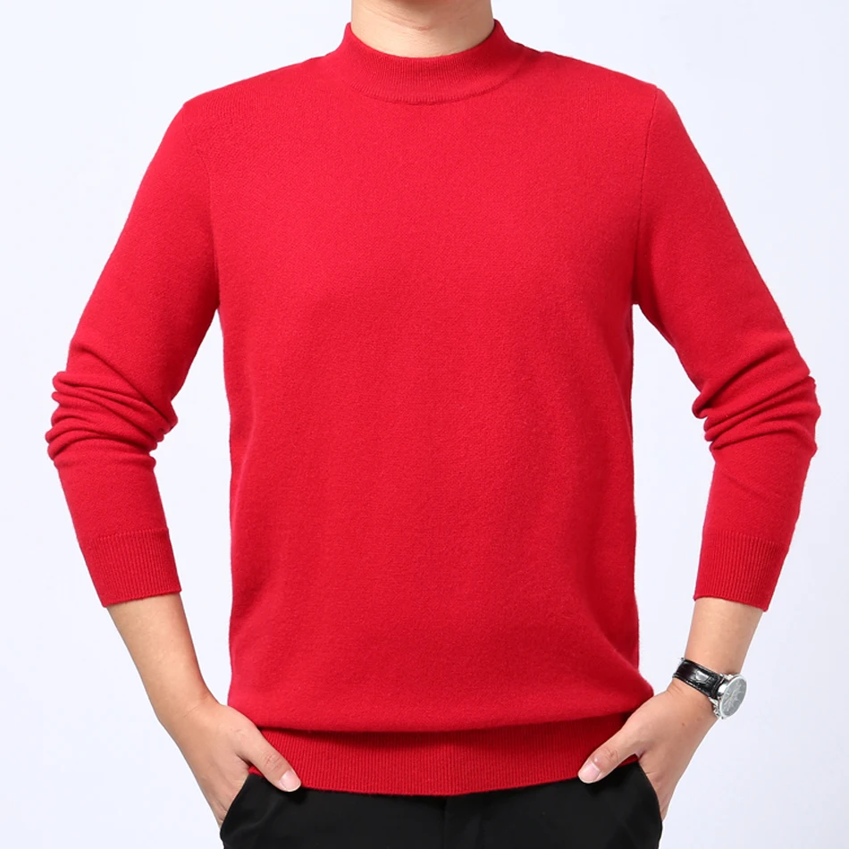 YJMY Inner Mongolian Cashmere Sweater Men Ribbed Half Turtleneck Cuffs Hem Knit Spring Autumn in Slava Store