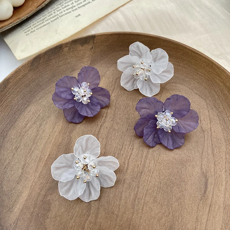 

ZDMXJL Fashion Trend Women Earrings Exaggerated Crystal Zircon Flower Ear Stud Elegant Earrings For Girl Jewelry Gift