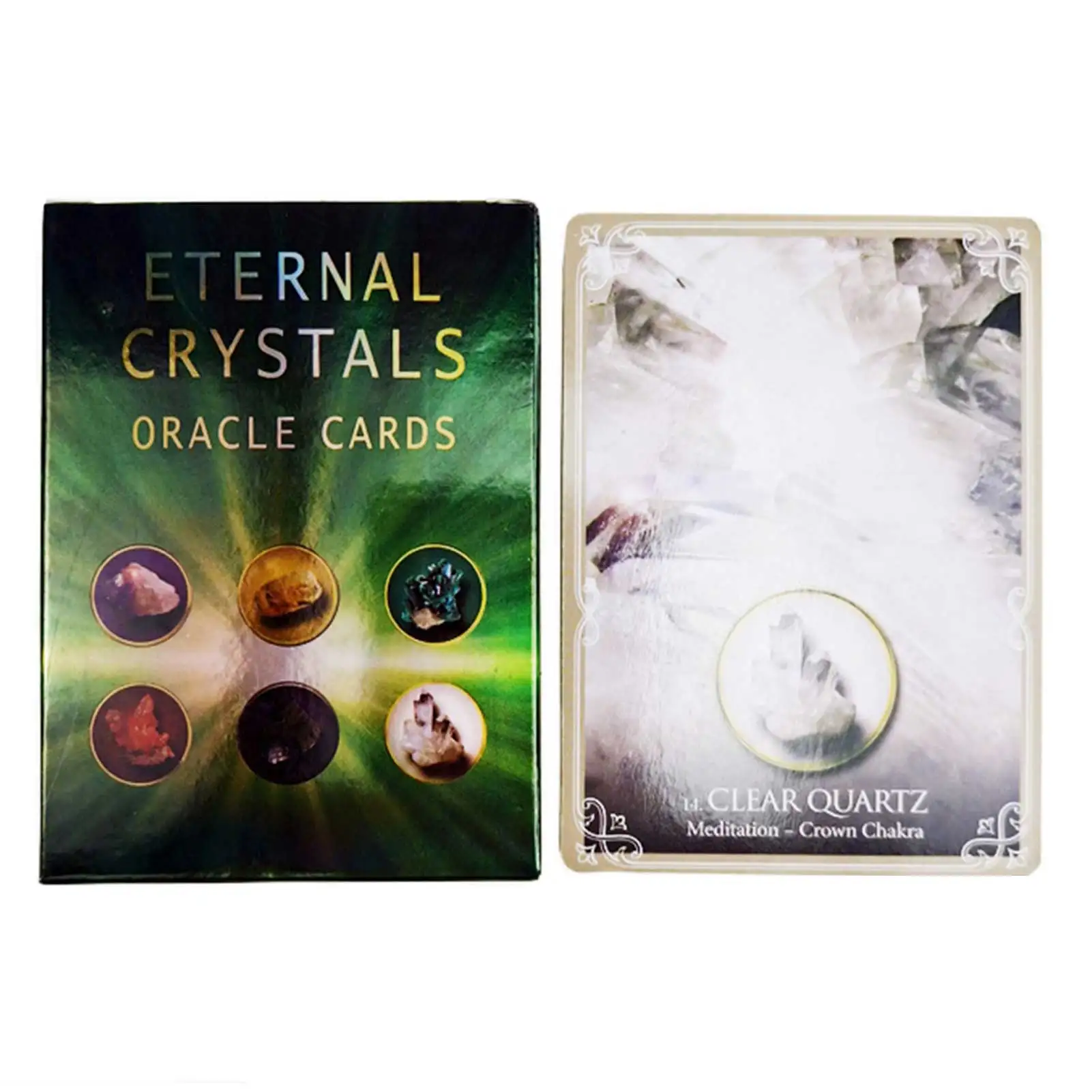 

44Pcs English Version Oracle Cards for Eternal Crystals Interactive Board Games Tarot Cards Deck Games Tarot Card PDF Guidebook